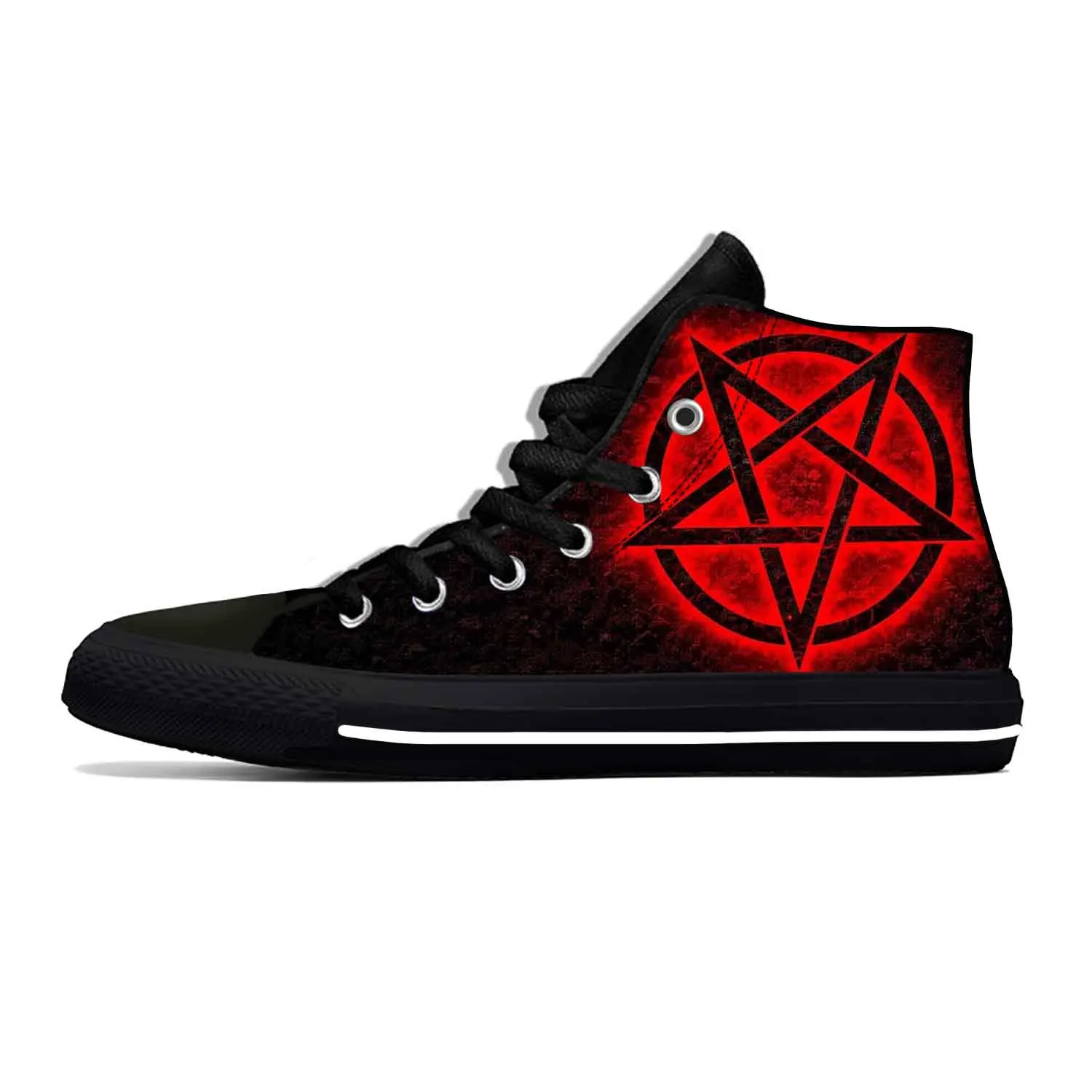 

Pentagram Pentacle Satan Satanic Satanism Gothic Casual Cloth Shoes High Top Lightweight Breathable 3D Print Men Women Sneakers
