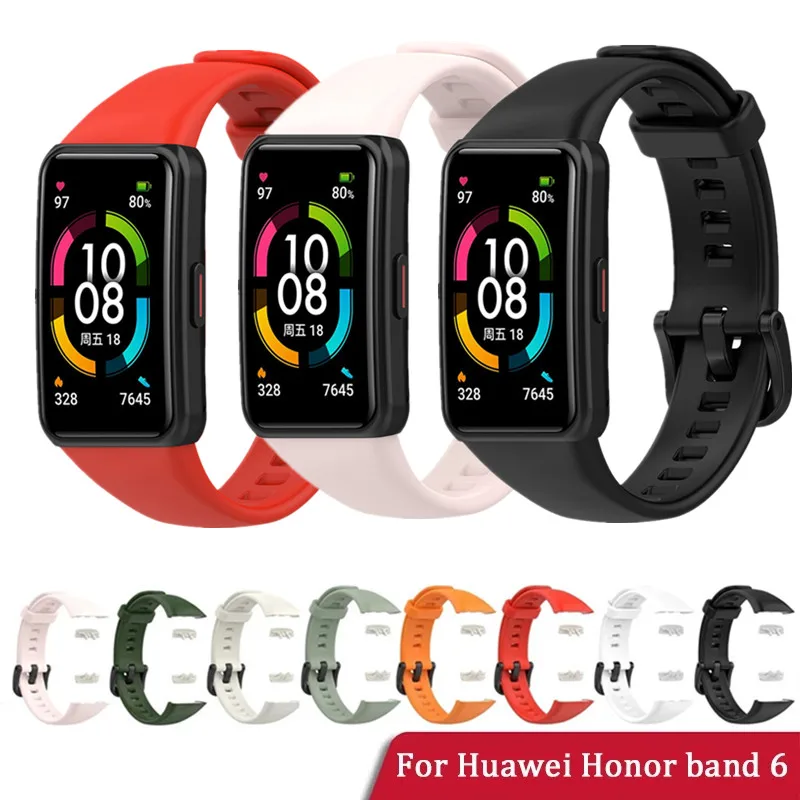 

Silicone Strap For Huawei Band 6 Bracelet Silica Gel Solid Color Strap For Honor Band 6 Watchbands Wristbands Replacement Bands
