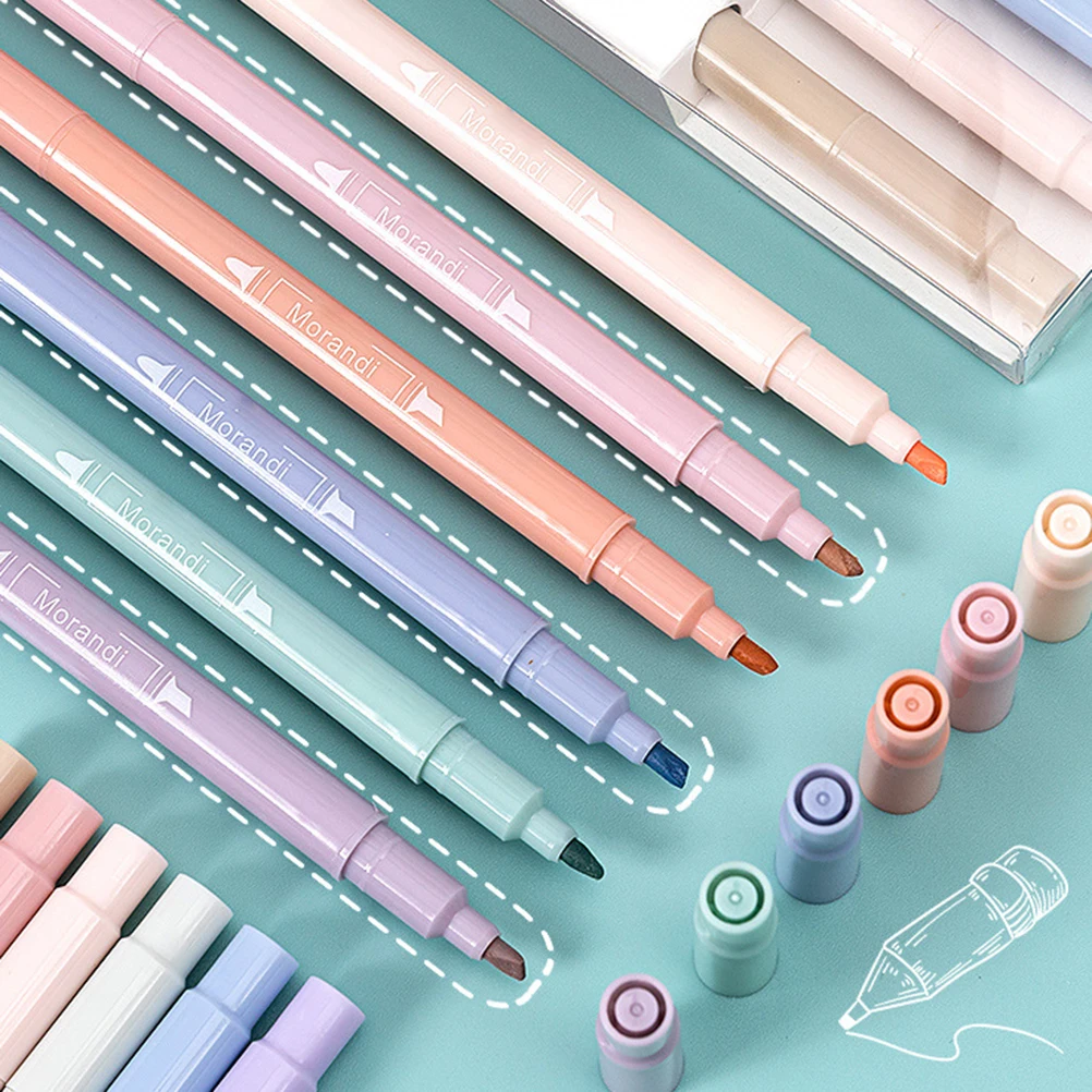 6 шт двухсторонний маркер пастельных цветов двойной советы быстрый сухой ручка