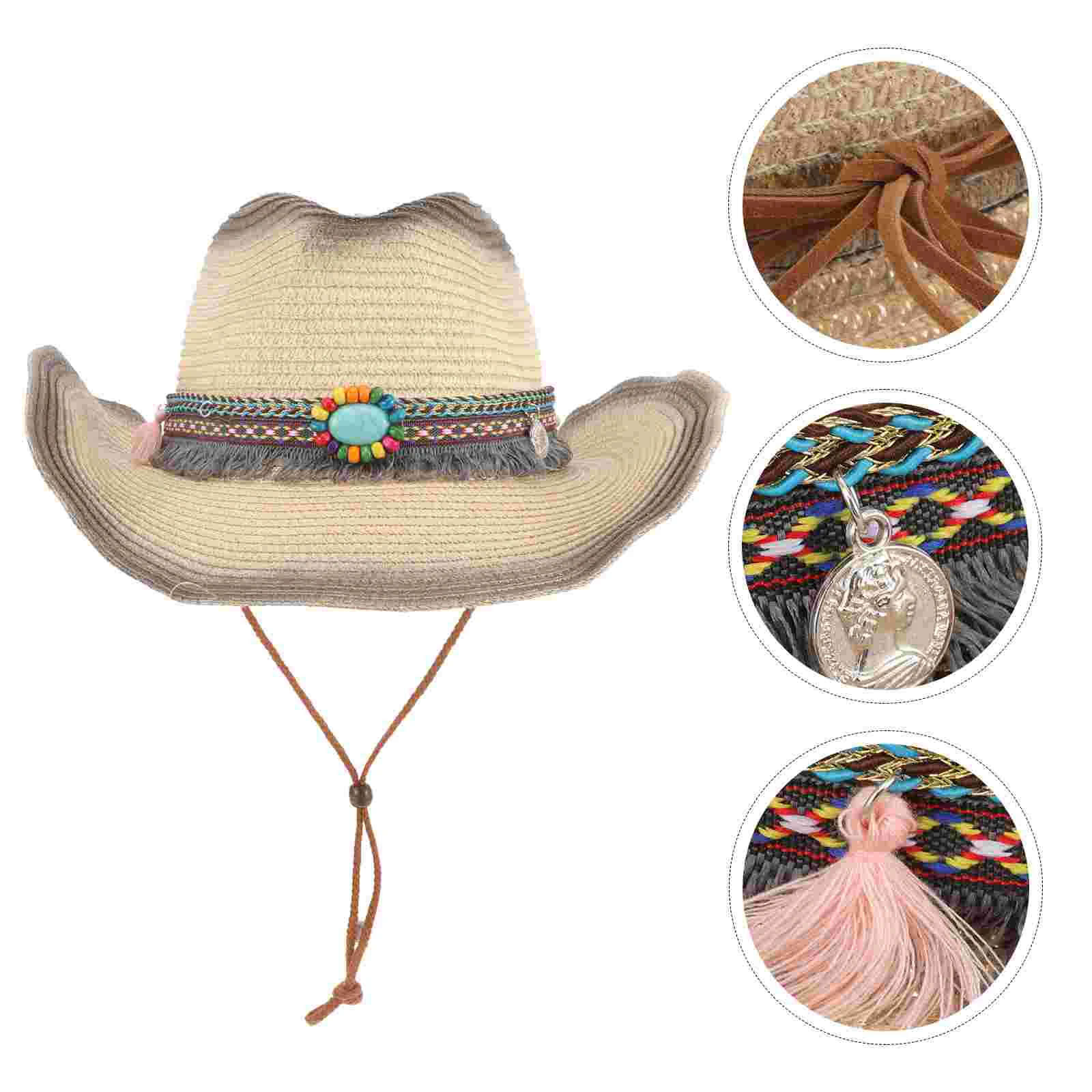 

Straw Cowboy Hat Fashion Broadside Travel Sun Hats Men Summer Outdoor Wide Brim
