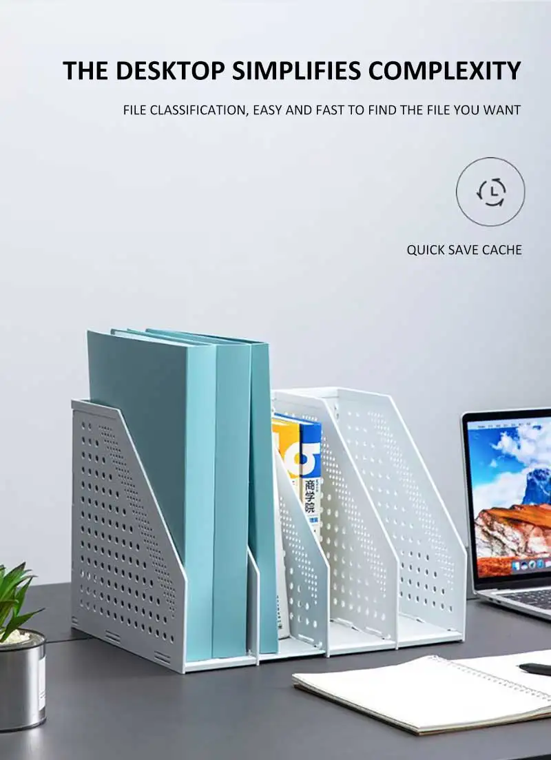 Kup Książki Plik Koszyk Podstawka Biurowa Stojak 4 Siatka Plastikowa Szara Folder Schowek Pionowa Książka Organizator Regał Biurowy