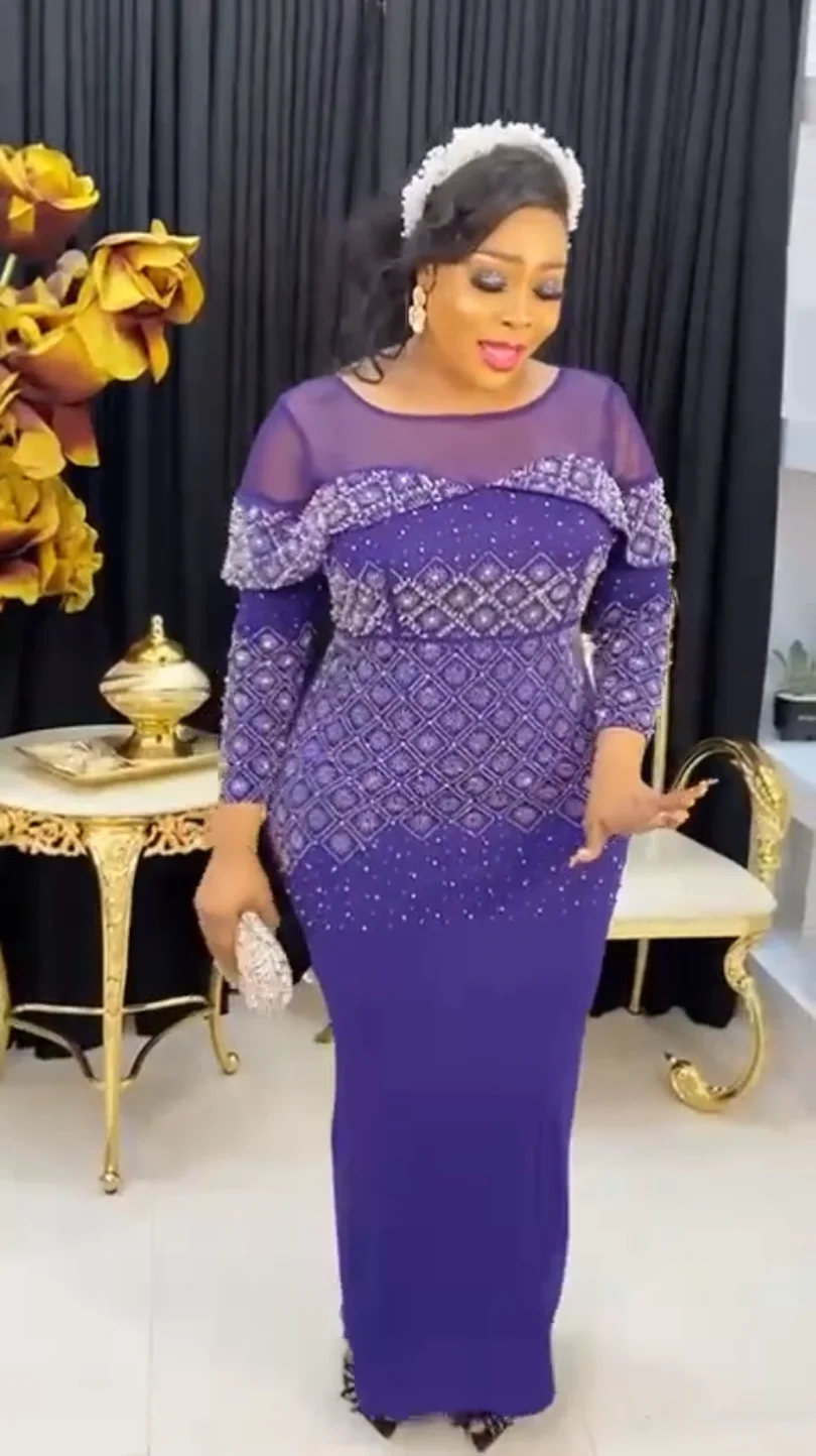 

L-3XL Africa Clothing 2023 Spring Autumn Long Maxi Dress African Women O-neck Long Sleeve Fashion African Dresses for Women