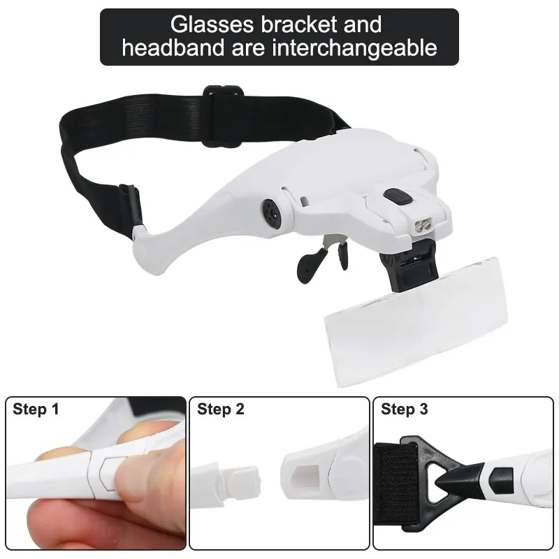 

Wearing Watch Head Lenses 1.0x Repair For Replaceable Glass 1.5x Headband Magnifying Magnifier Inspection