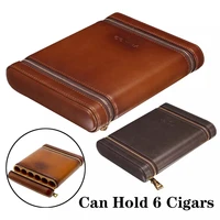 cohiba portable cow leather cigar case humidor 6 tubes holder humidor box travel cigars accessories with gift box