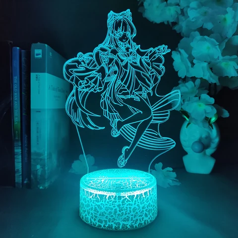 Игрушка Sangonomiya Kokomi, 3D Голограмма, лампа, украшение для ПК, комнаты, детский подарок на день рождения, искусственная милая фигурка Genshin, ночник