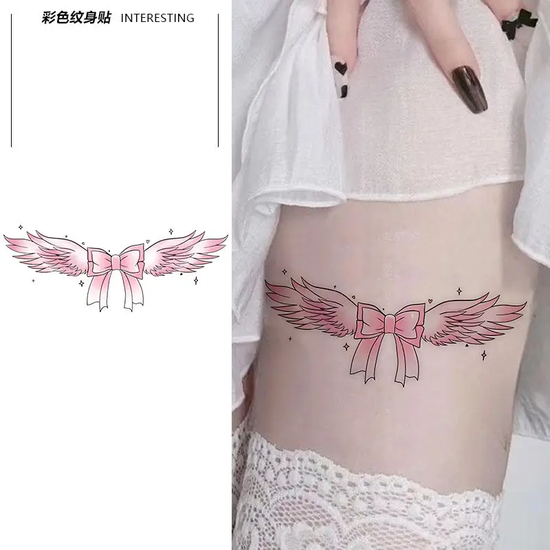 

Тату-наклейка женская с бантом, крыльями, водостойкая