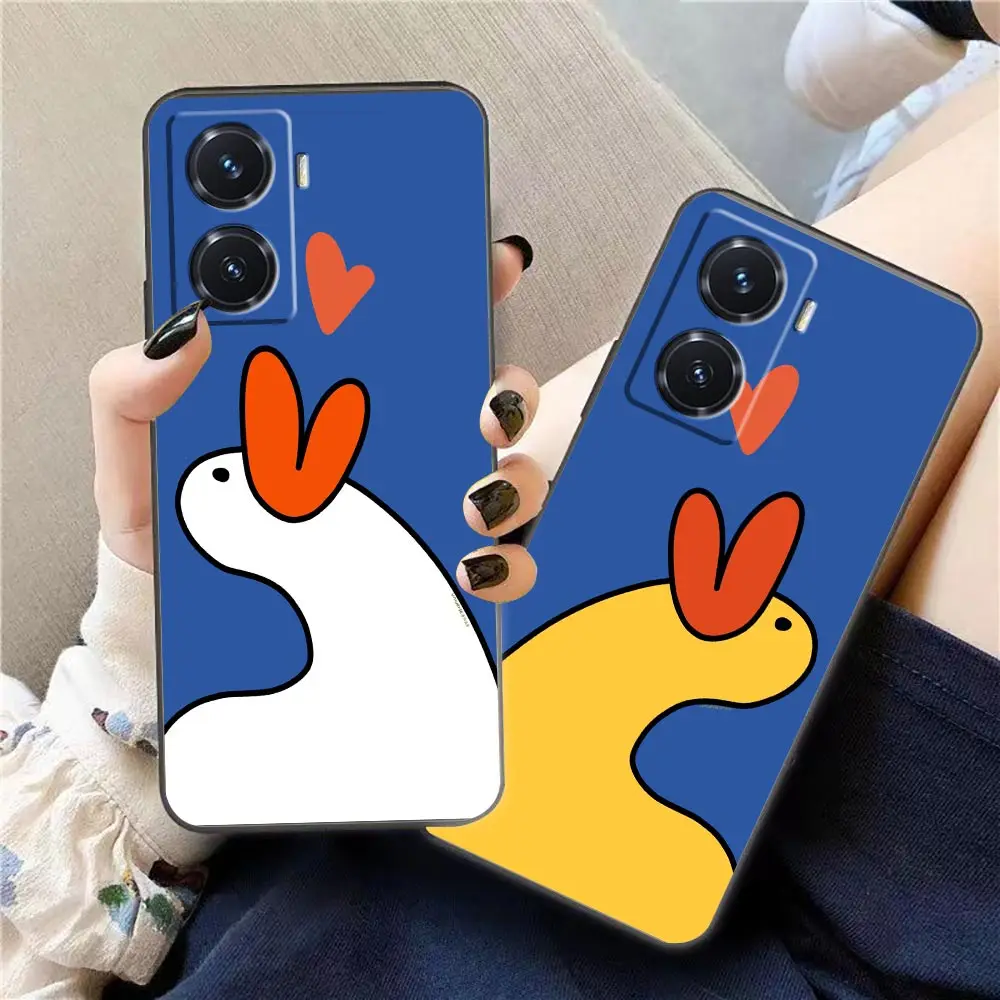 

Case For VIVO Y97 Y93 Y91 Y85 Y83 Y79 Y77 Y76S Y75 Y72 Y71 Y69 Y67 Y52S Y51S Pro 5G Case Capa Funda Cartoon Refueling Duck