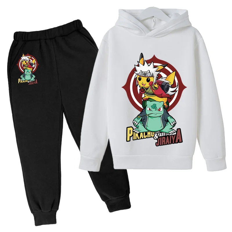 Kids Pokemon- Pikachu Clothing Sets Children 4-14 Years Baby Boy Clothes Tracksuits Kids Sport Suit Hoodies Top +Pants 2pcs Set