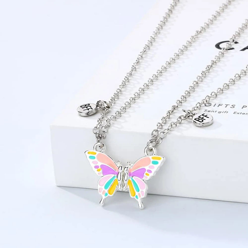 

Butterfly Bff Magnetic Friendship Necklace Colorful Beautiful Women Girl Aesthetic Best Friend Pendant Necklace for Birthday