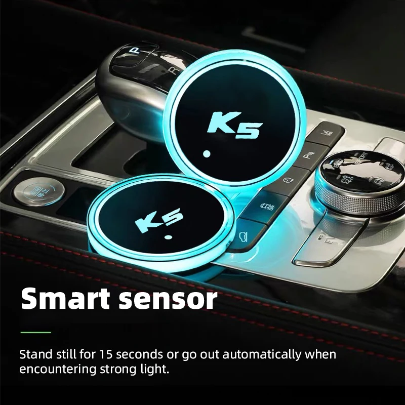 

Luminous Car Water Cup Coaster Holder 7 Colorful USB Charging Car Led Atmosphere Light For Kia K5 Optima Auto Accessories