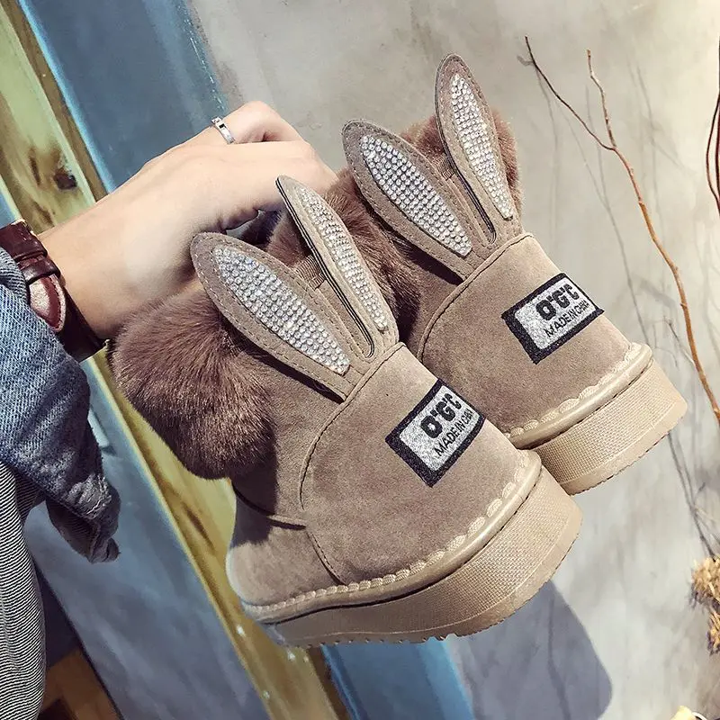 Shoes for Women Low Women's Snow Boots Leather and Fur Boot Winter 2023 Warm Shoe Furry Ankle Footwear Autumn Chunky Booties Hot