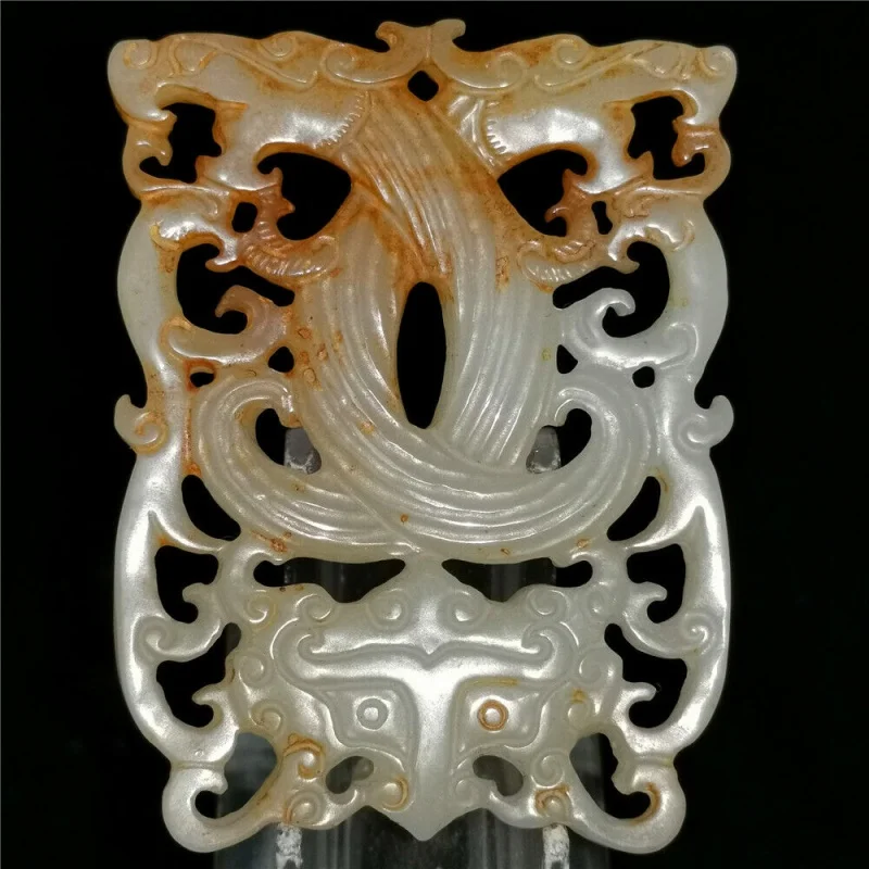 

Chinese Hetian Old Jade Jade Hand Carved Pendant Necklace Statue Dragon bi