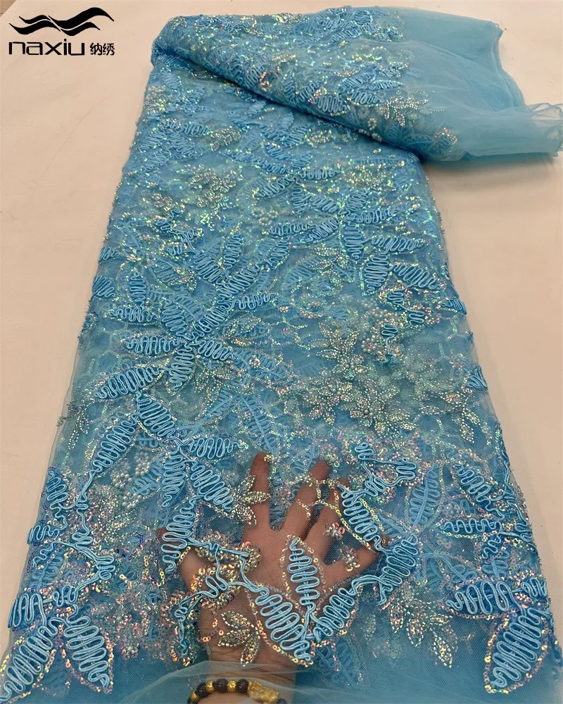 

Madison-Luxury African Sequins Beaded Lace Fabric, High Quality Groom, Nigerian Wedding Bridal Embroidery, French Tulle Sewing,