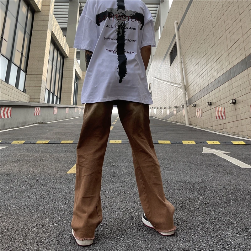 Men's Jeans Ripped Retro Straight Loose Women's Denim Trousers Fashion Streetwear Men Clothing Jeans Men Y2k Street Men Clothing