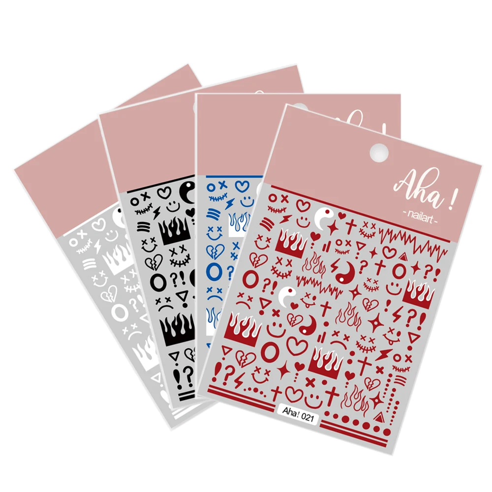 

8*10cm Naughty Emotion Face Nail 3D Sticker Tai Chi Logo Klein Blue Burgundy Red Ultra-Thin Decal Adhesive Nail Trick Stick NK12