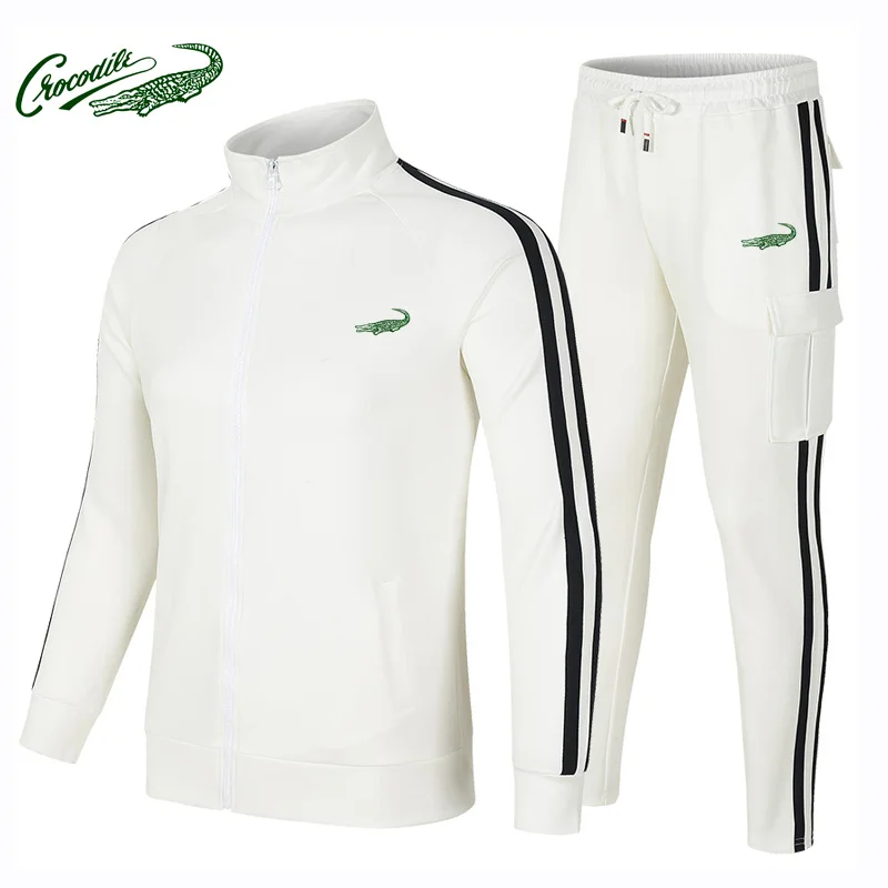 Two-piece spring and autumn suit casual sportswear suit 20212 autumn pants suit men's sweater solid color hooded sports