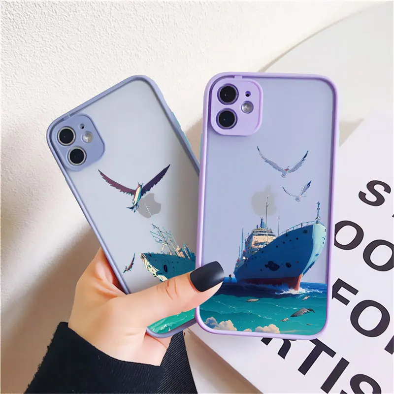 

Sailing Boat Phone Case For iPhone 11 12 13 14 Pro Max Make Sail For iPhone 7 8 Plus SE 2020 XS XR X Shockproof Coque Back Cover