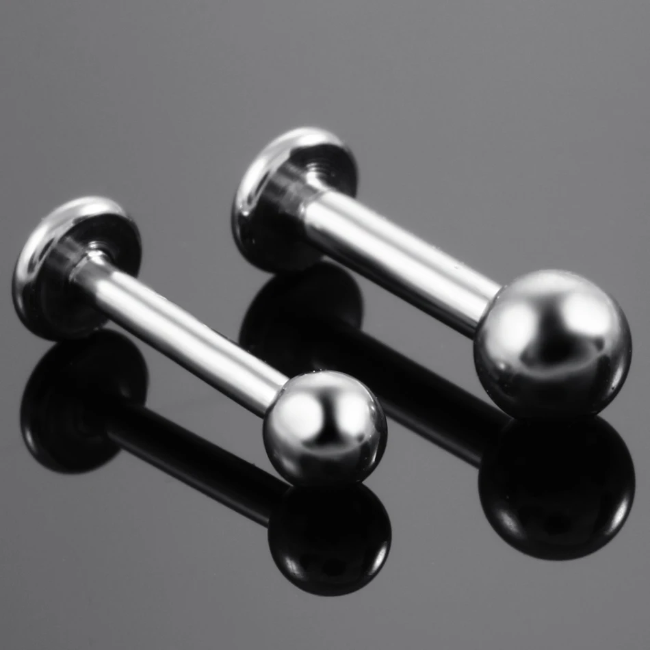 Фото Aumeo, 5 шт., титановые шариковые лабреты для пирсинга, 14G, 16G, 18G, с внутренней резьбой, для губ, ушей, хряща, трагуса, украшения для тела №3