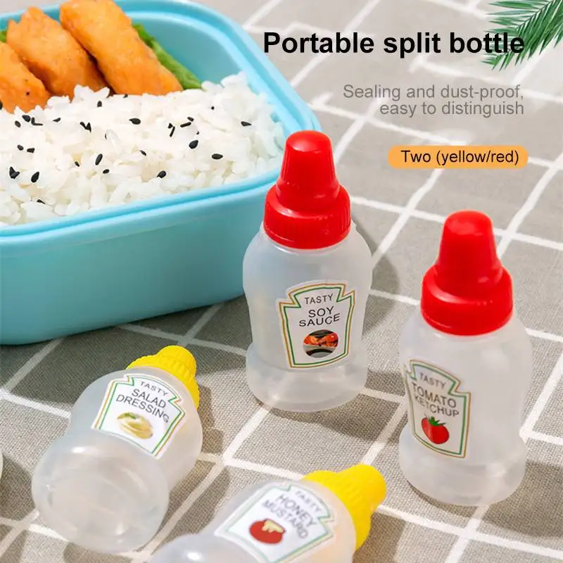 

2Pcs/set New Mini Portable Sauce Bottles Salad Dressing Ketchup Dispensing Bottles Bento Plastic Seasoning Squeeze Sauce Bottles