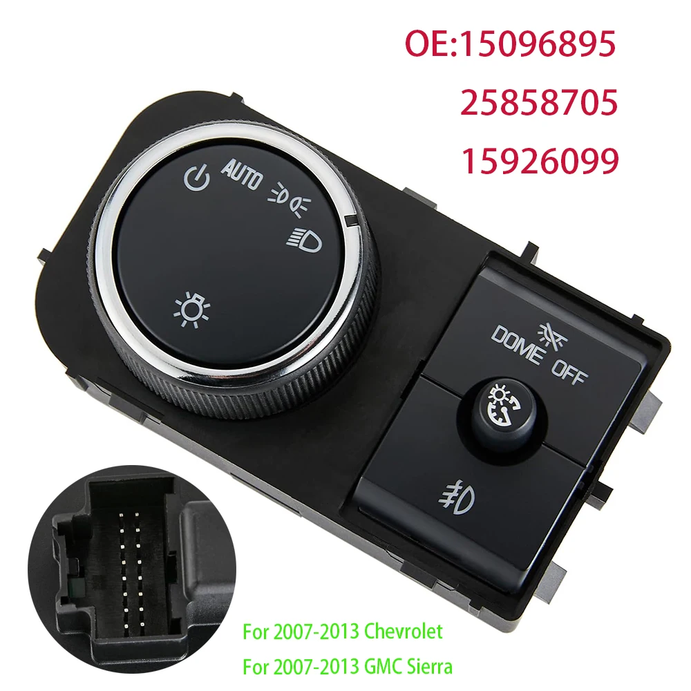 Car Headlight Fog Light Switch Button Parts for Chevrolet Avalanche Silverado Suburban Tahoe GMC Sierra Yukon 2007-2013 15096895