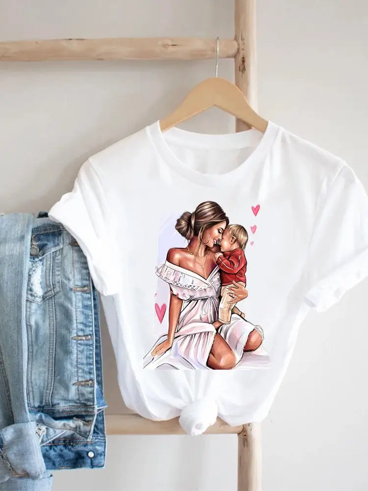 

Футболка женская с принтом, повседневная Милая рубашка с коротким рукавом, с графическим принтом, с надписью Love Mother Mama, на лето