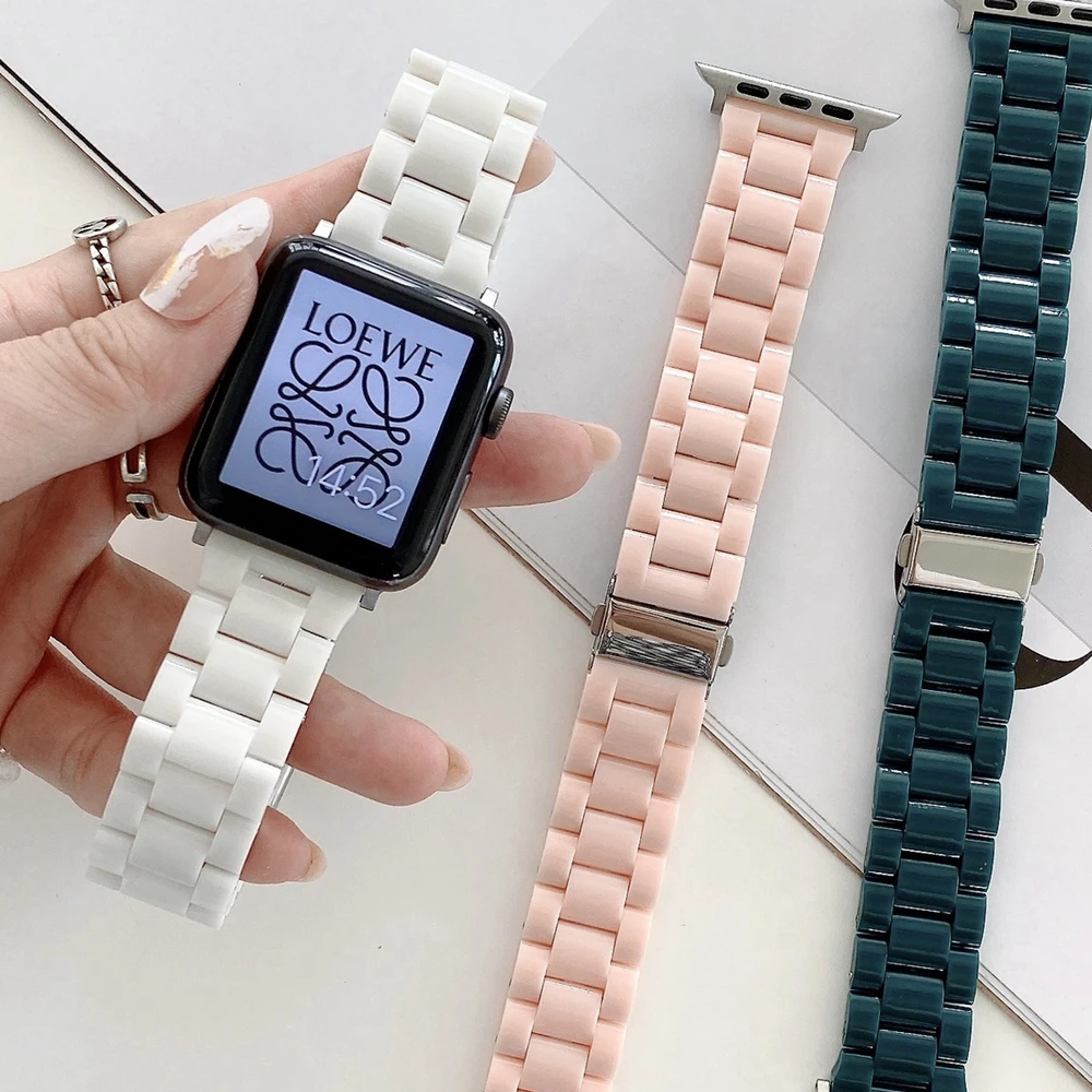 Новый ремешок для iwatch SE/7/6/5/4/3/2/1 часов 45 мм 44 40 женский из искусственной керамики 38