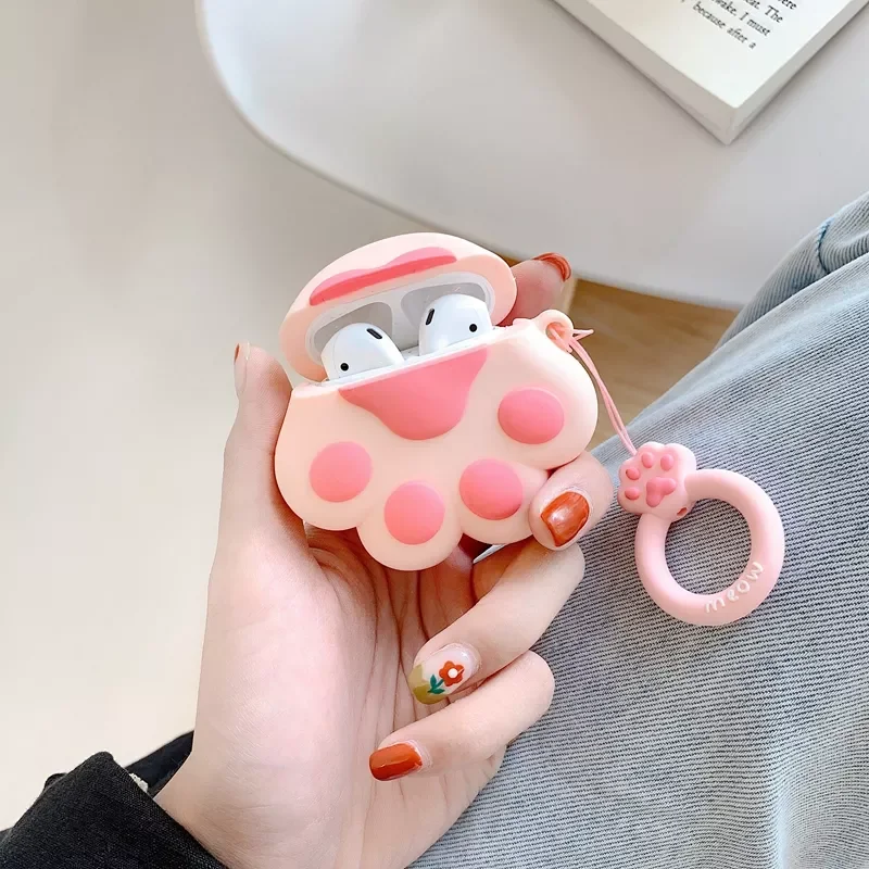 

paw cute Wireless Bluetooth Case For Apple Earphone Silicone Headphones Cases for airpods 2 Protective Cover