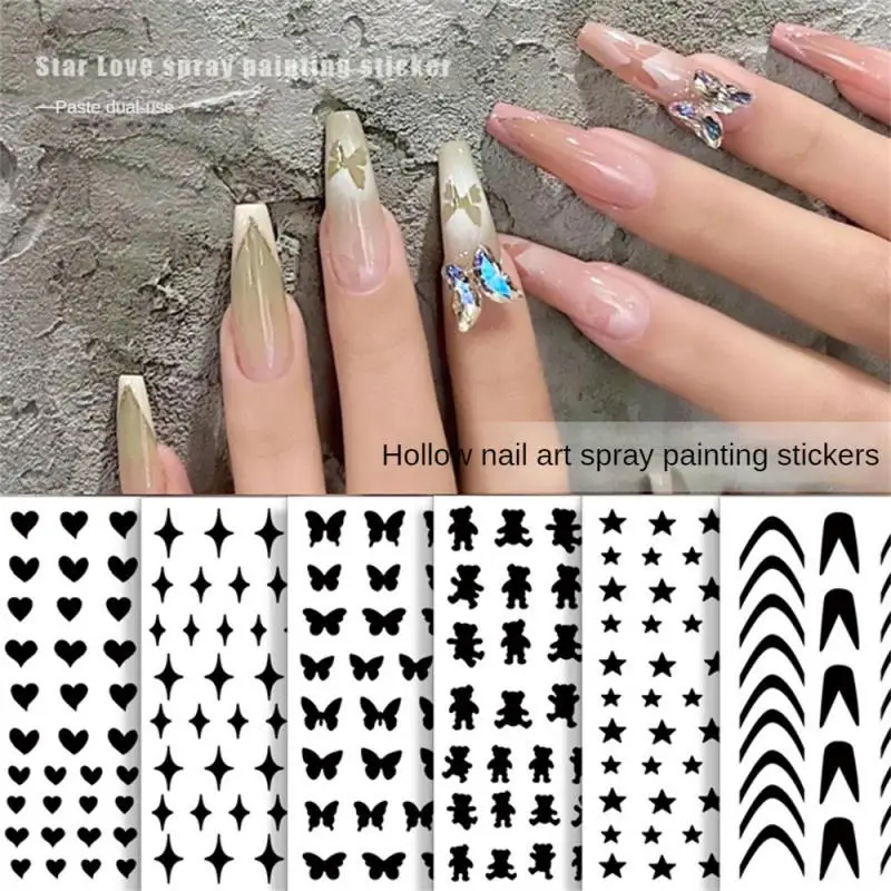 

Spray Painting Sticker Heart Butterfly Little Bear Bear Star Template Nail Decal Nail Decoration Nail Art Stickers Manicure