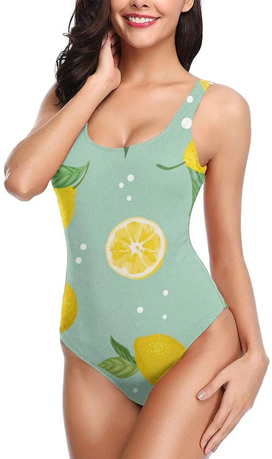 

Женские Купальники с фруктами, лимоном, цветочным принтом, Цельный купальник, накидка, женский спортивный тренировочный купальник, купальн...