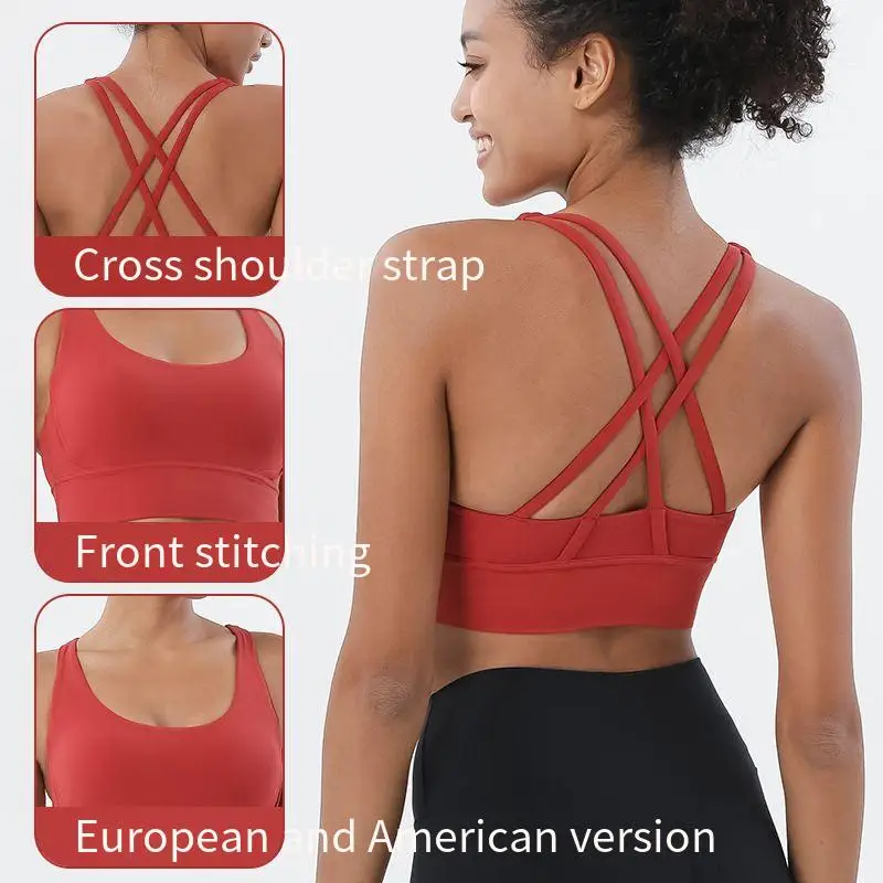 

Lunu Women's Sports Lingerie Women's Running Yoga Tank Top without Steel Ring Gathers Fitness Clothes Back Shackproof Bra Anti S