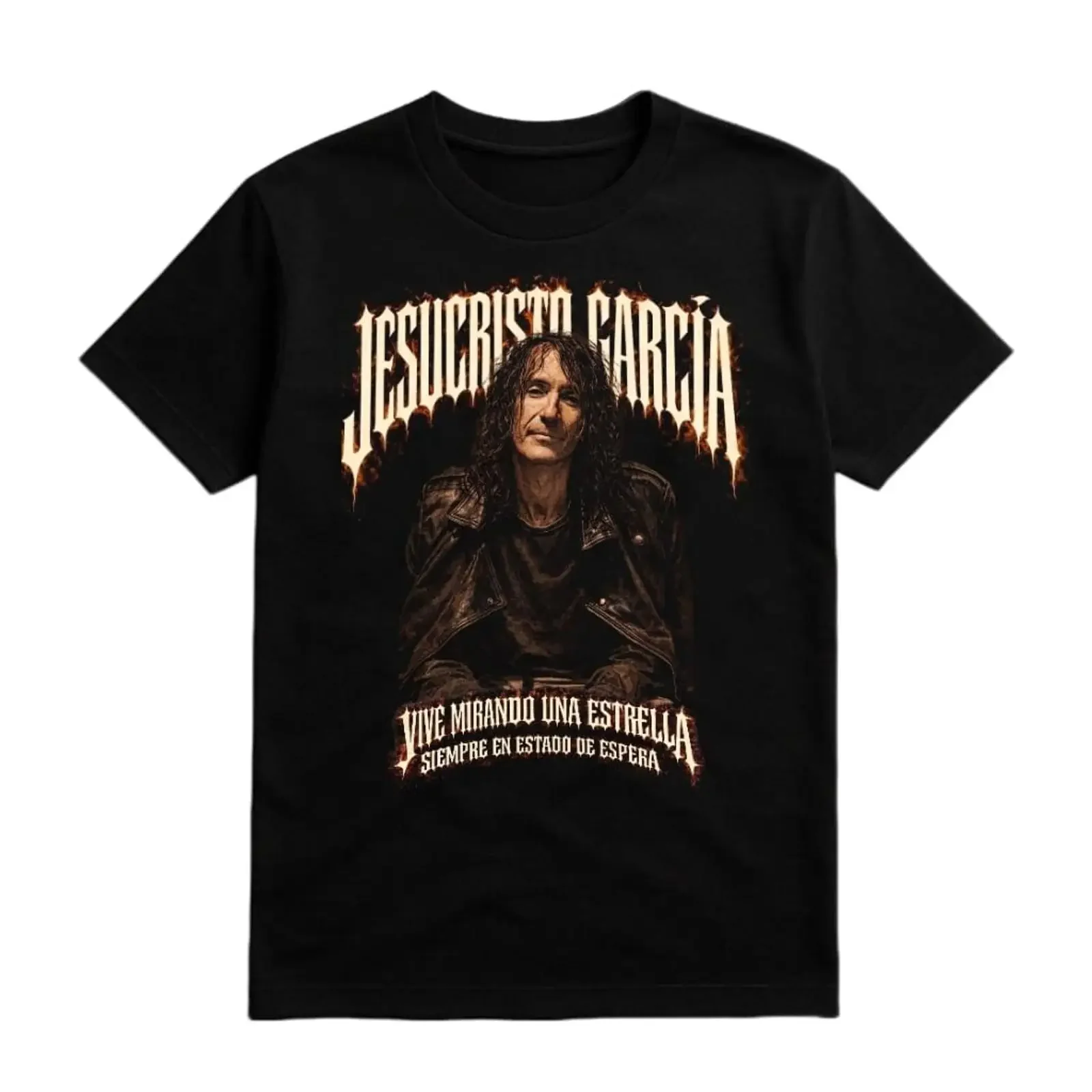 Фото Футболка Jesus Christ Garcia в честь Робе Иньесты Extremoduro, черная, размеры от S до 3XL, винтажная, слегка потертая, повседневная, мужская. №1