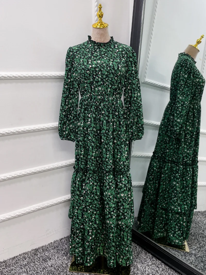 Muslim Women Dress Kaftan Robe Femme Vestidos Longue Abaya Dubai Turkey Islam Floral Print Long Modest Dress for Women Abayas