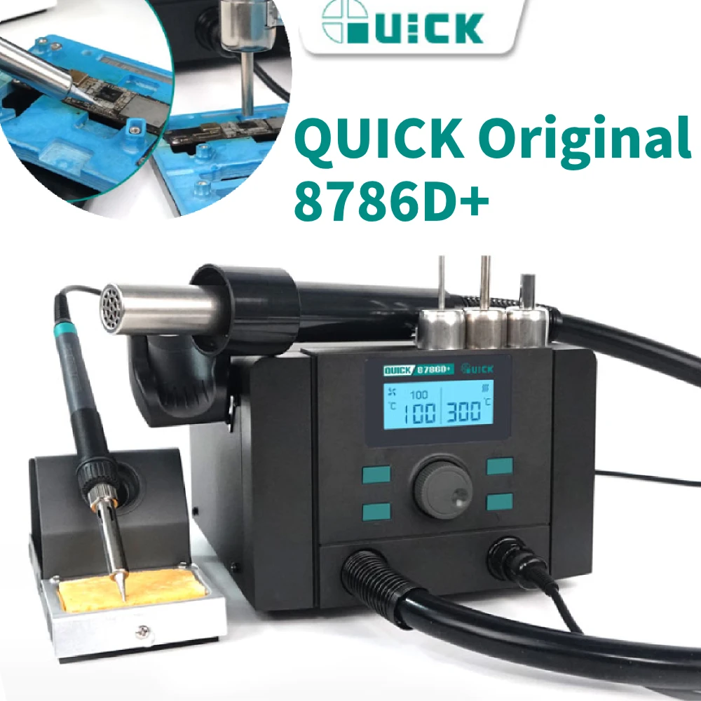 Фото Паяльная станция Quick 8786d+, электронная сварочная паяльная станция 2 в 1, инструменты для ремонта мобильных телефонов SMD PCB №1