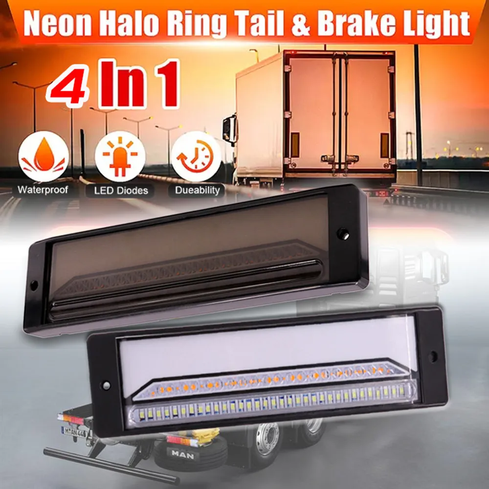

LED Trailer Brake Light 3 in 1 Neon Halo Ring Tail Brake Stop Flow Turn Signal