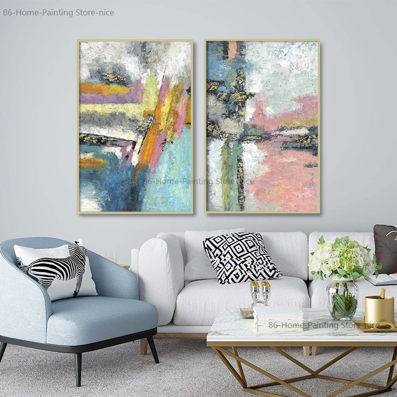 

Absrtact Colorful Gold Foil Wall Art Cuadros Vintage Canvas Painting Home Decoration Print and Posters Wall Decor Retro Pictures