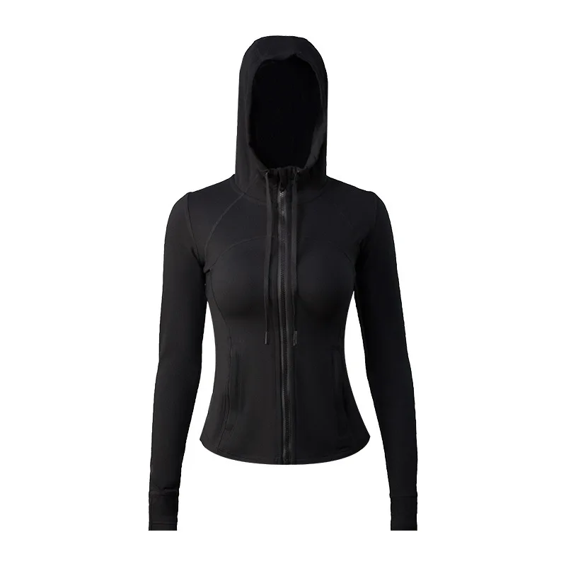 Define Hoodie Jacket Full Zipper With Logo Women Zipper Long Sleeve Yoga Shirts Fitness Crop Top Gym Clothes Workout Sports Coat images - 6