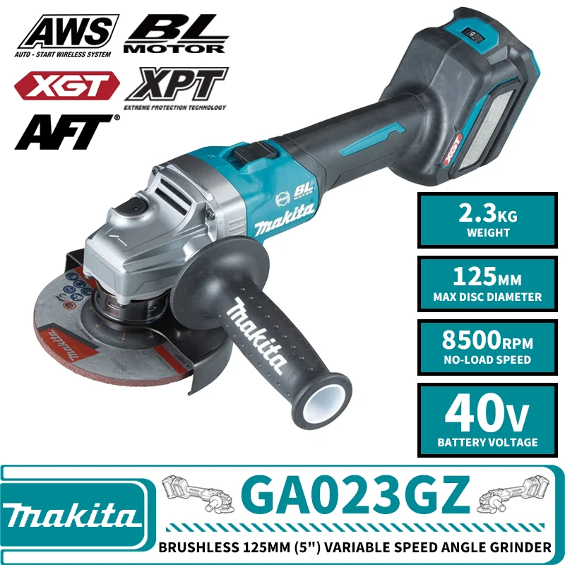 

Шлифовальный станок Makita GA023GZ XGT, бесщеточный, 125 мм (5 дюймов), переключатель переменной скорости, 40 в, литиевый электроинструмент, 8500 об/мин