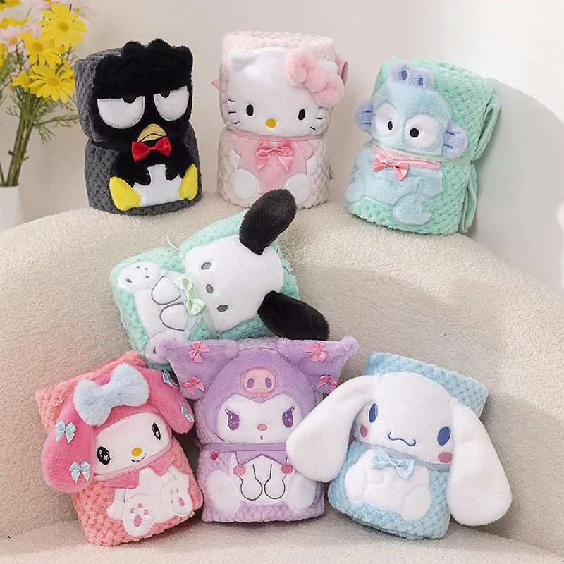 Двустороннее фланелевое одеяло Sanrio Hello Kitty Kuromi Cinnamoroll Pachacco для дивана