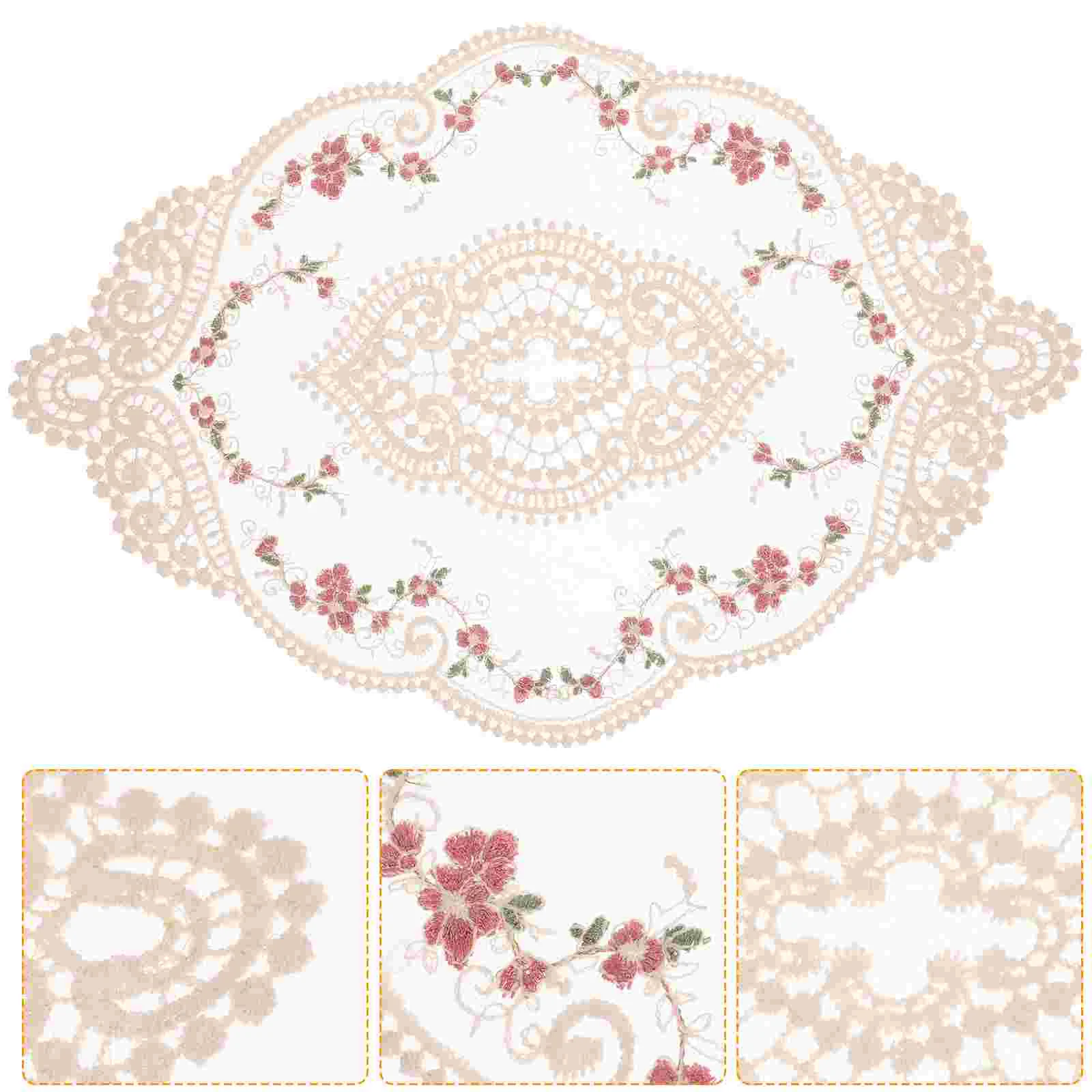 

Table Mats Lace Placemats Embroidered Mat Dinner Placematdecorative Decoration Floral Trivet Washablenon Place Roundteapot