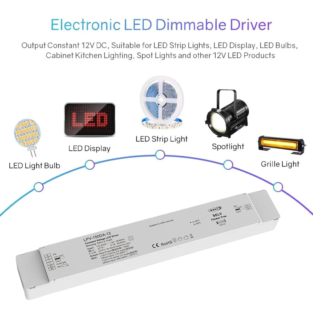 150 Вт DALI с регулируемой яркостью драйвер переменного тока 110 В 220 230 постоянного 12 24