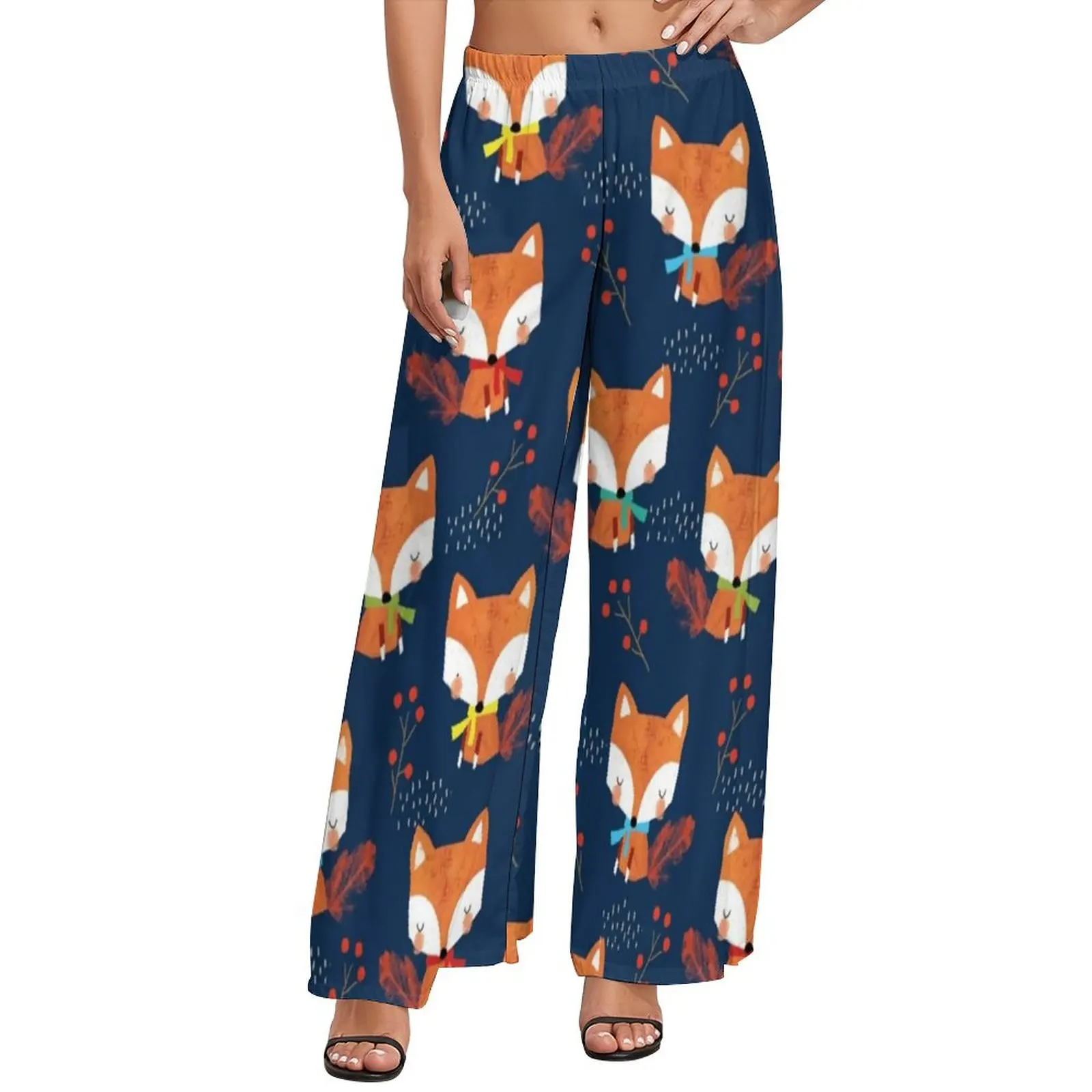 

Брюки женские с рисунком лисы, уличные штаны с животным, цветочным принтом, широкие брюки, подарок на день рождения