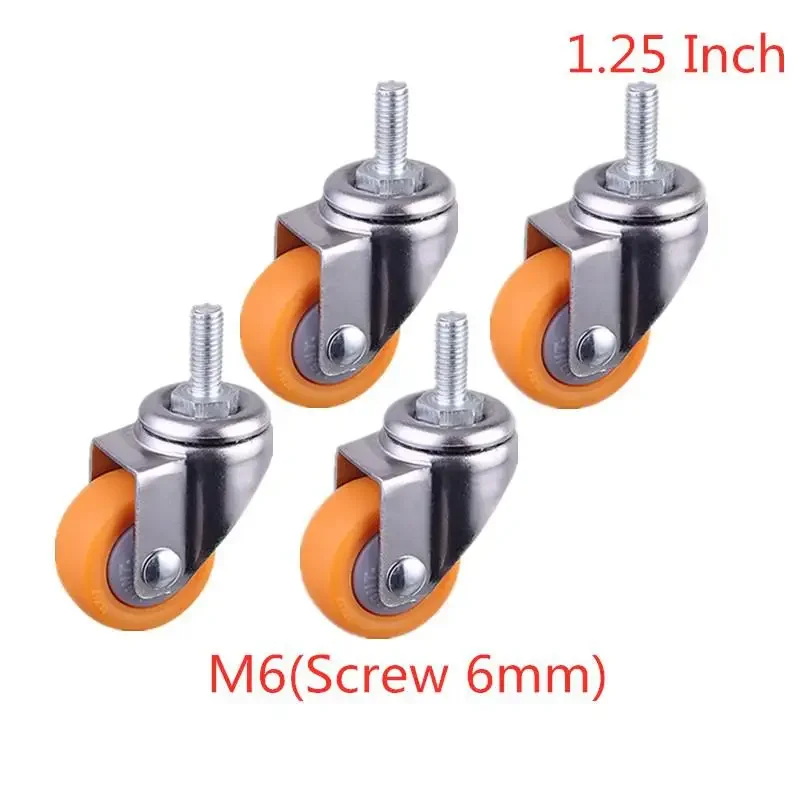 

4 шт./лот M6/M8 винт 1,25 дюйма винт роликовый оранжевый полипропиленовое мебельное колесо бесшумный динамик для витрины