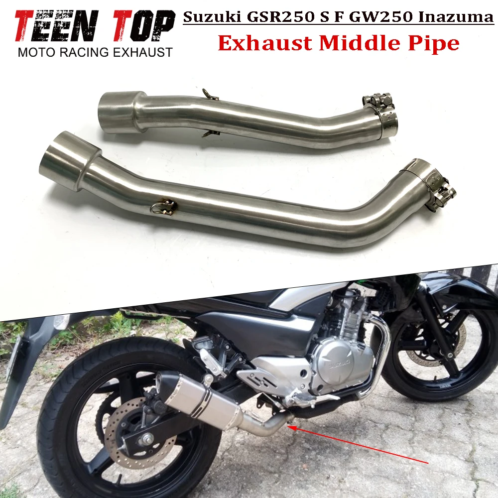 Фото Мотоциклетная соединительная труба из нержавеющей стали для Suzuki GSR250 S/F GW250 Inazuma, двойной глушитель среднего звена №2