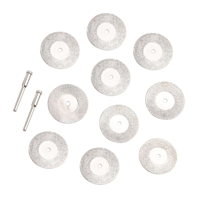 

10Pcs 60mm Mini Sharp Diamond Cut Off Rotary Cutting Disc Disks DIY Tool Jade cutting piece Accessories For Dremel with 2Pcs rod