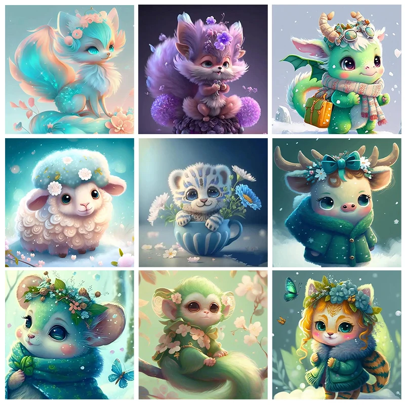 

Животные 5D алмазная живопись мультфильм лиса овечка Тигр алмазная живопись инкрустированная полностью Алмазная вышивка художник украшение для дома