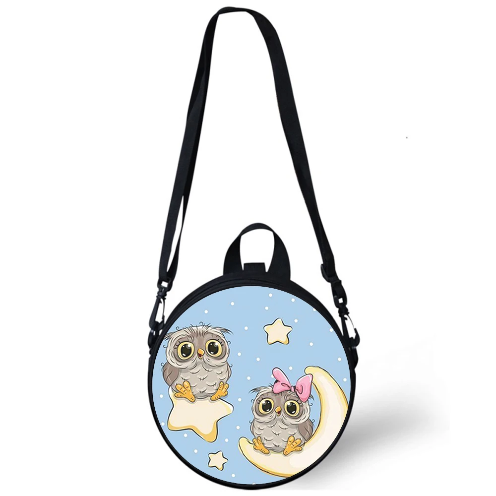 Cartoon animal owls Child kindergarten Bag 3D Print Crossbody Shoulder Bags For School Women Mini Round Bagpacks Rugtas Bag