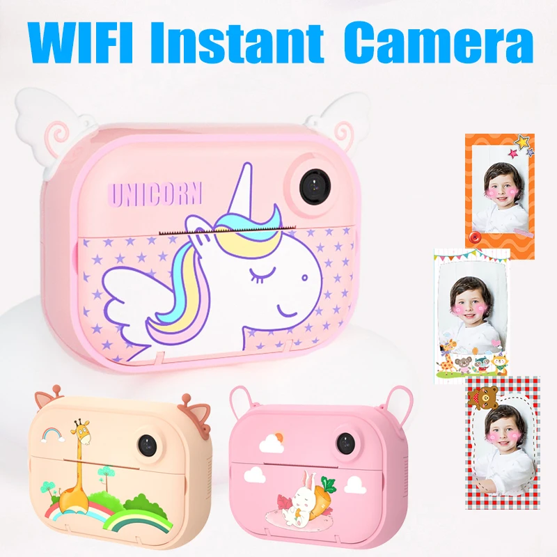 Children's Photo Camera Toys Wireless Kids Instant Print Camera Cartoon Stickers 1080P HD Digital Camecorder For Girls Best Gift