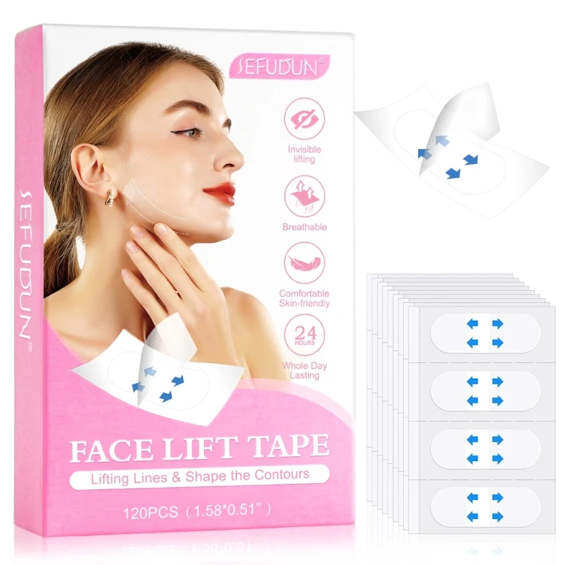

120pcs Face Lift Tape Lifting Invisible Tapes and Bands Makeup Neck Instant Eye Facelift for Jowls Double Chin Gift