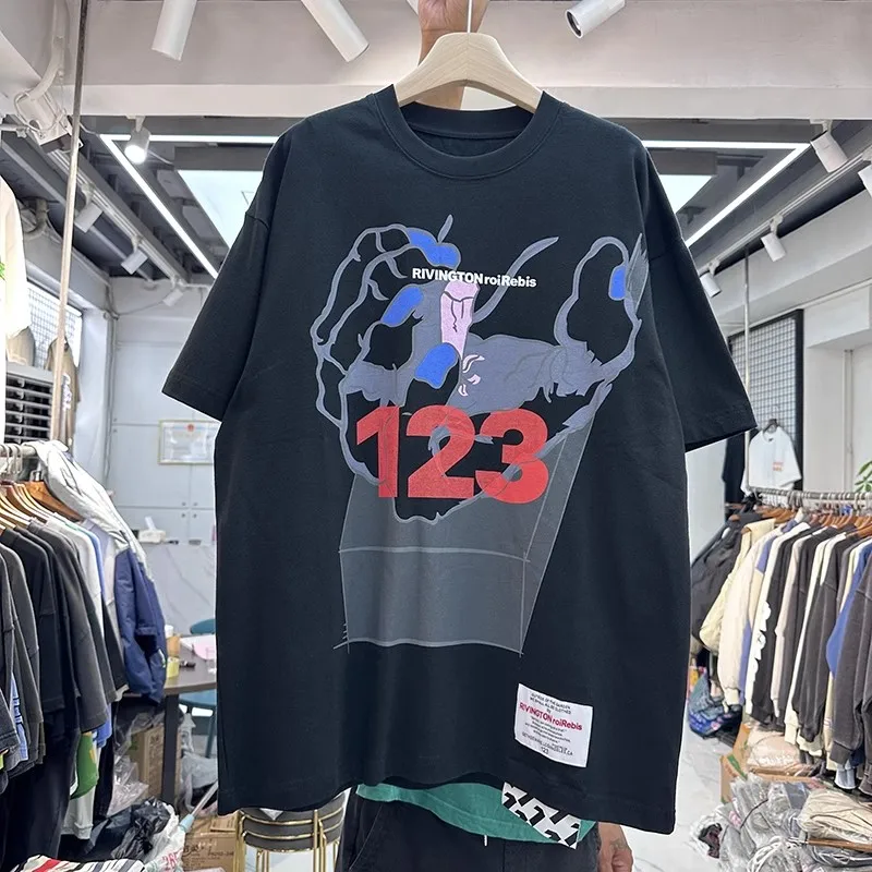 

Винтажная Футболка оверсайз RRR123, мужская и женская футболка с пальмовым принтом RRR 123, футболка