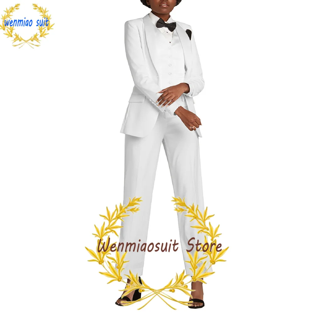 Women's Suit Wedding Dress Formal Blazer Pants Vest Three Piece Lady Shawl Collar Jacket Set Business Workwear